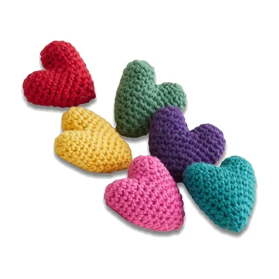 Mini Crochet Hearts (Set of 6, Multicolor) by Atreya
