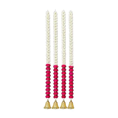Red and White Mogra Garland 2.5 ft (Pack of 4) by Atreya