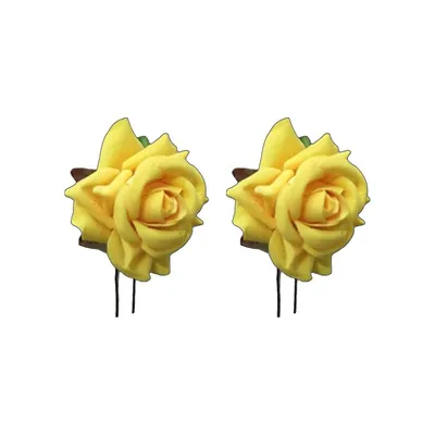 Yellow Rose Hair Pins (Pack of 2) by Atreya