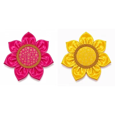 Lotus Pooja Aasan 24.5 cm (Pack of 2, Pink and Yellow) by Atreya
