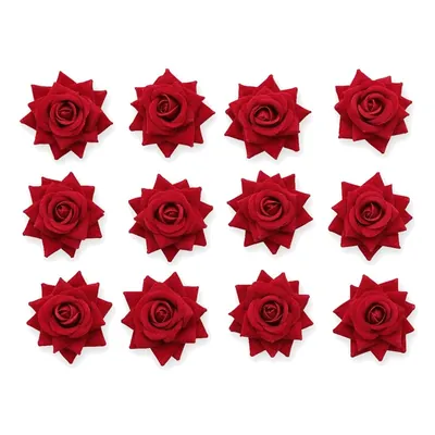 Dark Red Velvet Rose Heads (Pack of 12) by Atreya