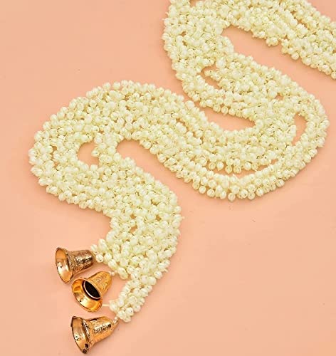 Mogra Garland with Golden Bells 5 ft (Pack of 4) by Atreya