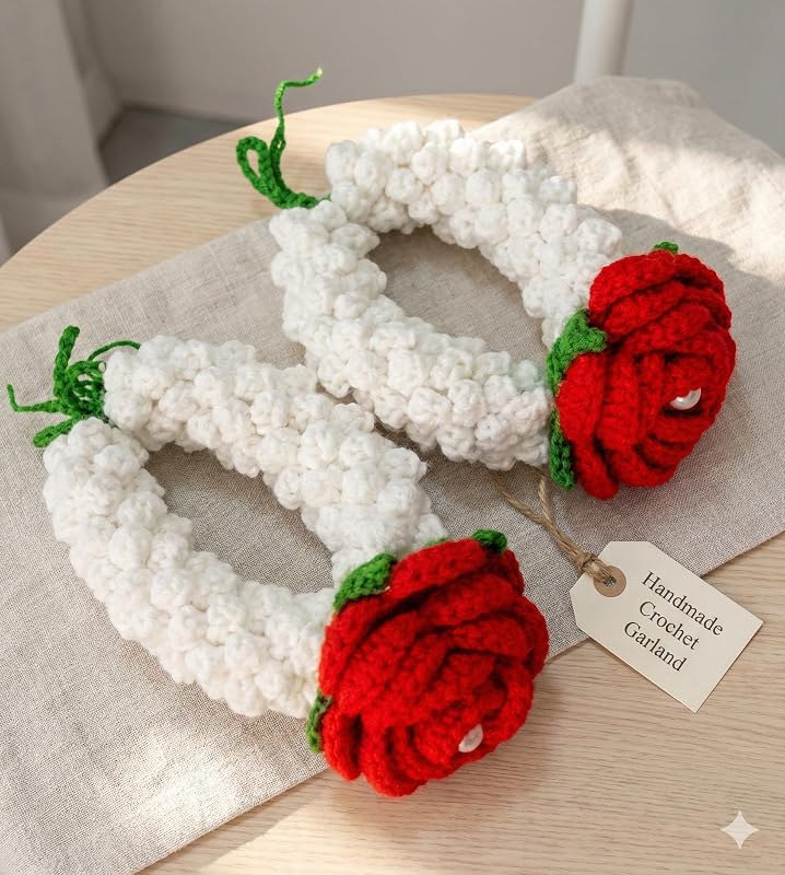 Crochet Rose Gajra / Hair Parandi (Pair)