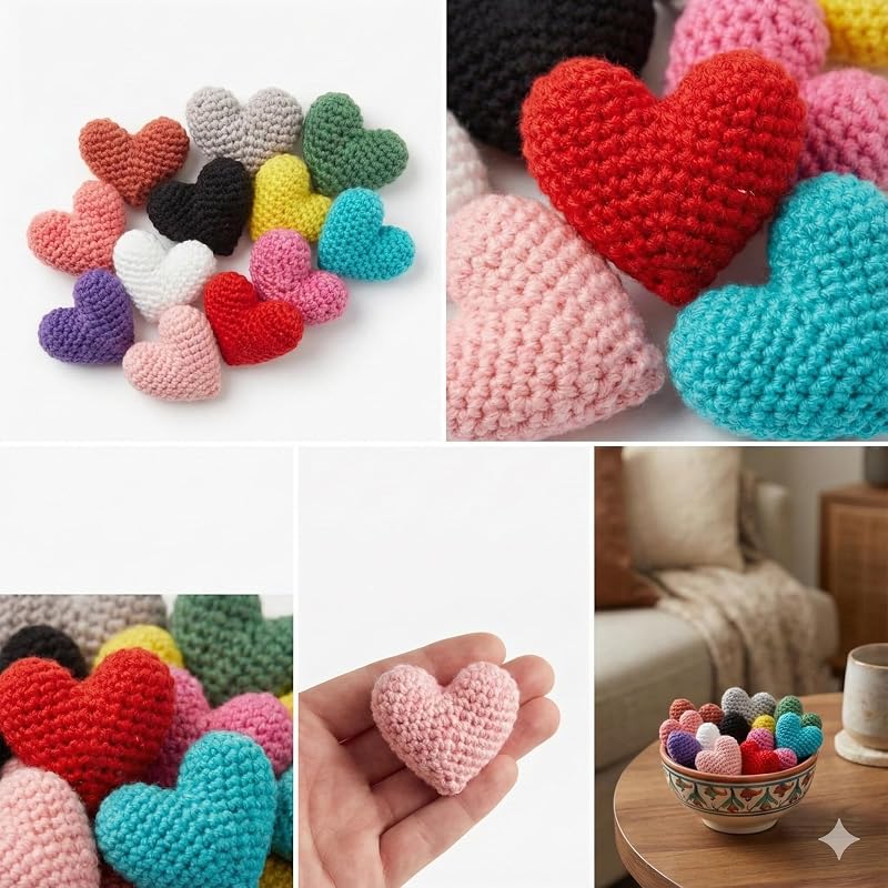 Mini Crochet Hearts (Set of 12)