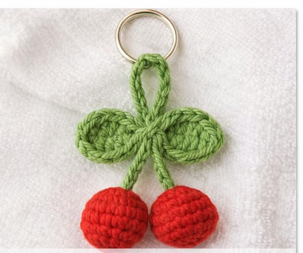 Crochet Cherry Keychain