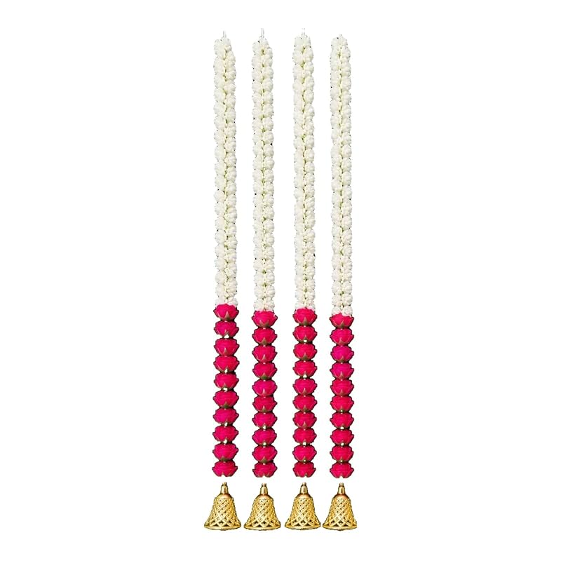 Red and White Mogra Garland 2.5 ft (Pack of 4) by Atreya