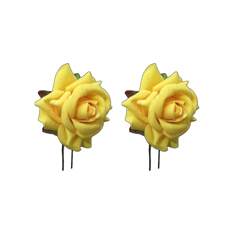 Yellow Rose Hair Pins (Pack of 2) by Atreya