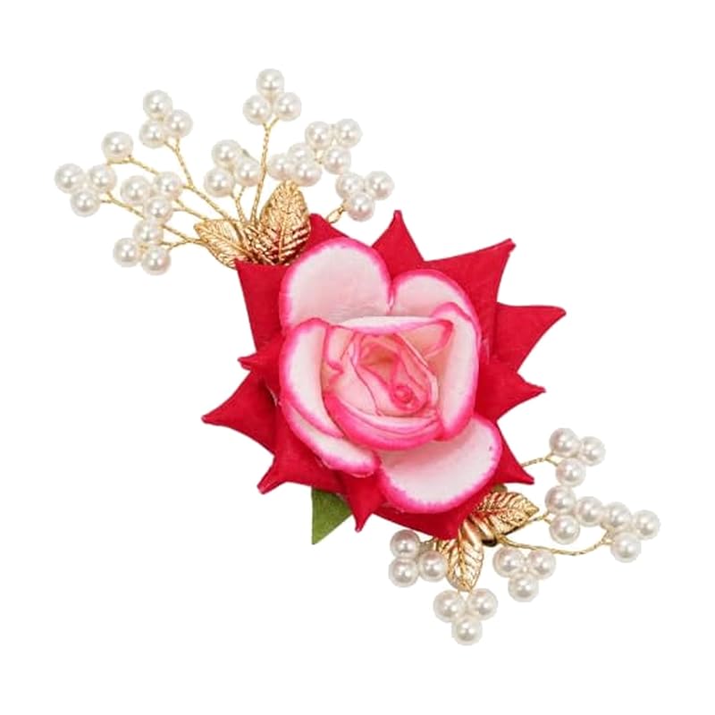 Pink Rose Hair Clip with Pearls by Atreya