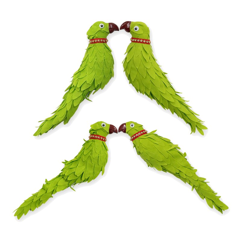 Green Fabric Parrots for Toran and Jhula (Pack of 4) by Atreya